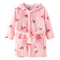 Children Hooded Flannel Bathrobe Robes Adorable Comfortable Cartoon print pattern Boys and Girls Home Wear Casual Sleepwear