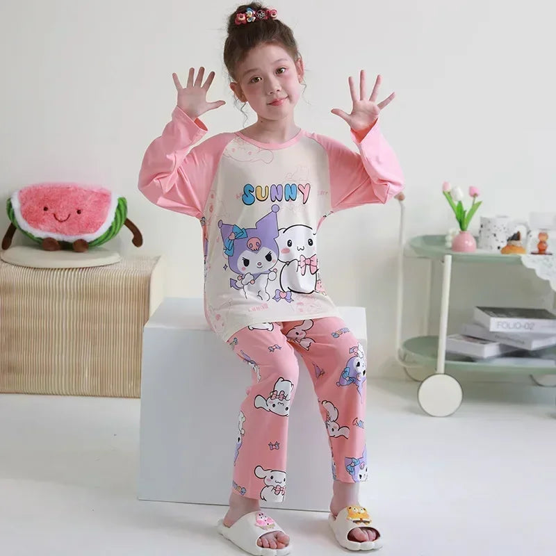 Winter Children Pajama Sets 2025 Cute Girl Cartoon Sleepwear Boys Long Sleeved Pants Pijamas Korean Home Clothes Kid Loungewear