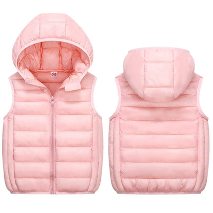 Girls Puffy Jacket Size 14 Child Kids Toddler Baby Boys Girls Sleeveless Winter Solid Coats Hooded Jacket Vest Outer Outwear