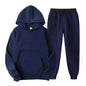 Men's Autumn and Winter New Solid Color Hoodie+pants Two-piece Set Fashionable Casual Sports Set Size S-4XL