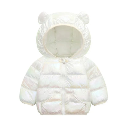 1-6 Years Colorful Autumn Winter Girls Jacket Thick Keep Warm Little Ears Hooded Coat For Kids Children Padded Cotton Outerwear