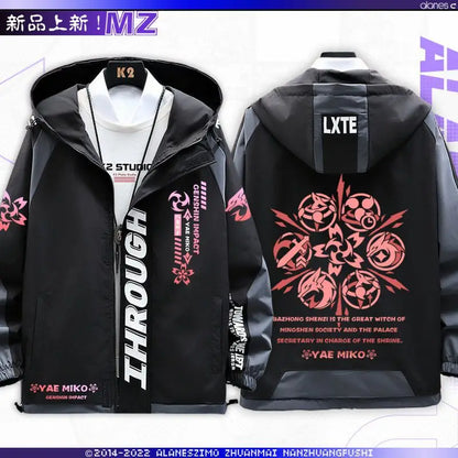 Anime Genshin Impact Yae Miko Jackets Autumn Winter Outerwear Fashion Hooded Outwear Slim Fit Hoody Birthday Gifts Boys Girls