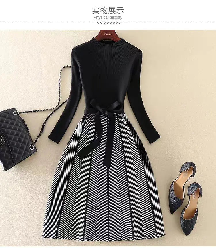 Autumn/Winter women's knitted dress Fashion elegant Korean style knee-length skirt