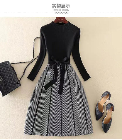 Autumn/Winter women's knitted dress Fashion elegant Korean style knee-length skirt