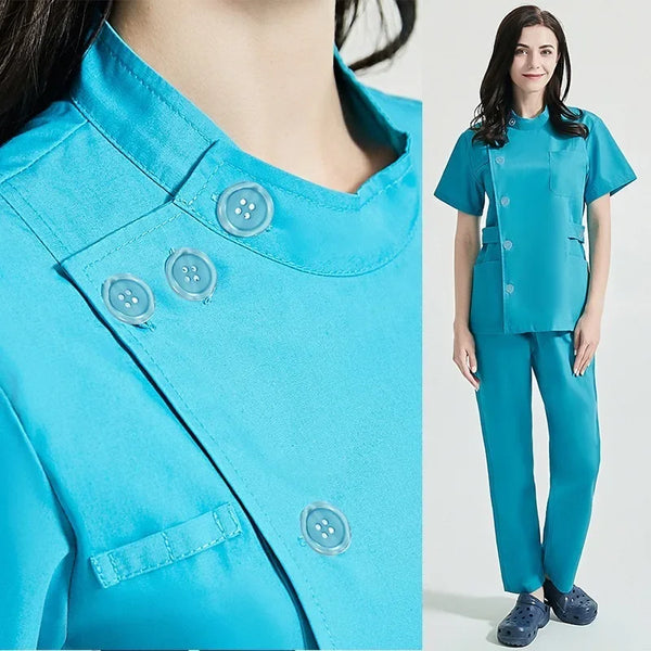 Multicolor Unisex Short Sleeved Pharmacy Nurse Uniform Hospital Doctor Workwear Oral Dental Surgery Uniforms Medical Scrubs Sets