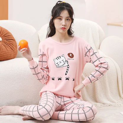 Teens Pijamas Long Sleeve Cotton Pyjamas Kids Clothes Sets Cartoon Big Boy Sleepwear Cute Pajamas For Girls 10 12 14 16 18 Years