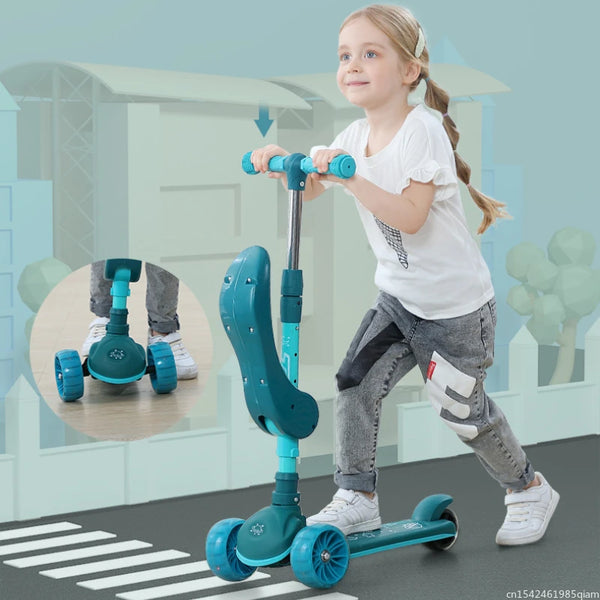 Children's Scooter Wholesale 2-12 Years Old Can Sit Perambulator Music Three Four-Wheel Scooter Scooter Children