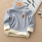 2-10Y Winter Kid's Undershirts Cute Childrens Stripe Bottoming Shirt Warm Boys Fur Lining Top Girls Half High Collar Blouse