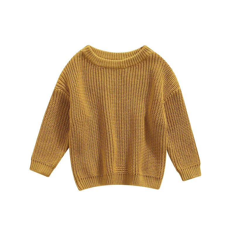 Newest Newborn Baby Girl Boy Knitted Long Sleeve Autumn Winter Sweater Solid Loose Pullover Casual Tops Kids Clothes 3M-5Y