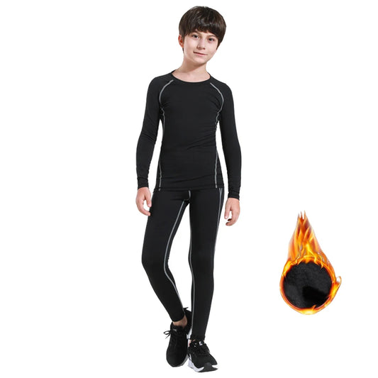 Thermal Underwear Set Boys Girls Winter Warm Long Johns Fast-Dry Thermo Underwear for Kids Lucky Johns Sportswear T-shirt Pants