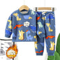 New 2025 Autumn Winter Kids Thicken Warm Pajamas Baby Boys Girls Cartoon Long Sleeve Pyjamas Toddler Sleepwear Clothing Sets