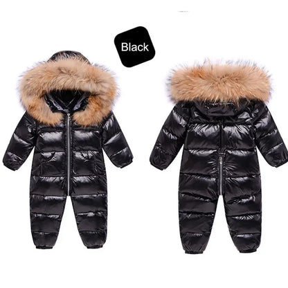 Winter Jumpsuit Overalls for Girls Children Thick Ski Suit Boys Duck Down Jacket Toddler Baby Snowsuits Outerwear Warm Coat 0-3Y