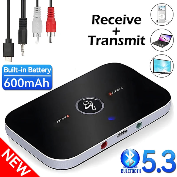 Upgraded Bluetooth 5.3 Audio Transmitter Receiver RCA 3.5mm AUX Jack USB Dongle Music Wireless Adapter For Car PC TV Headphones