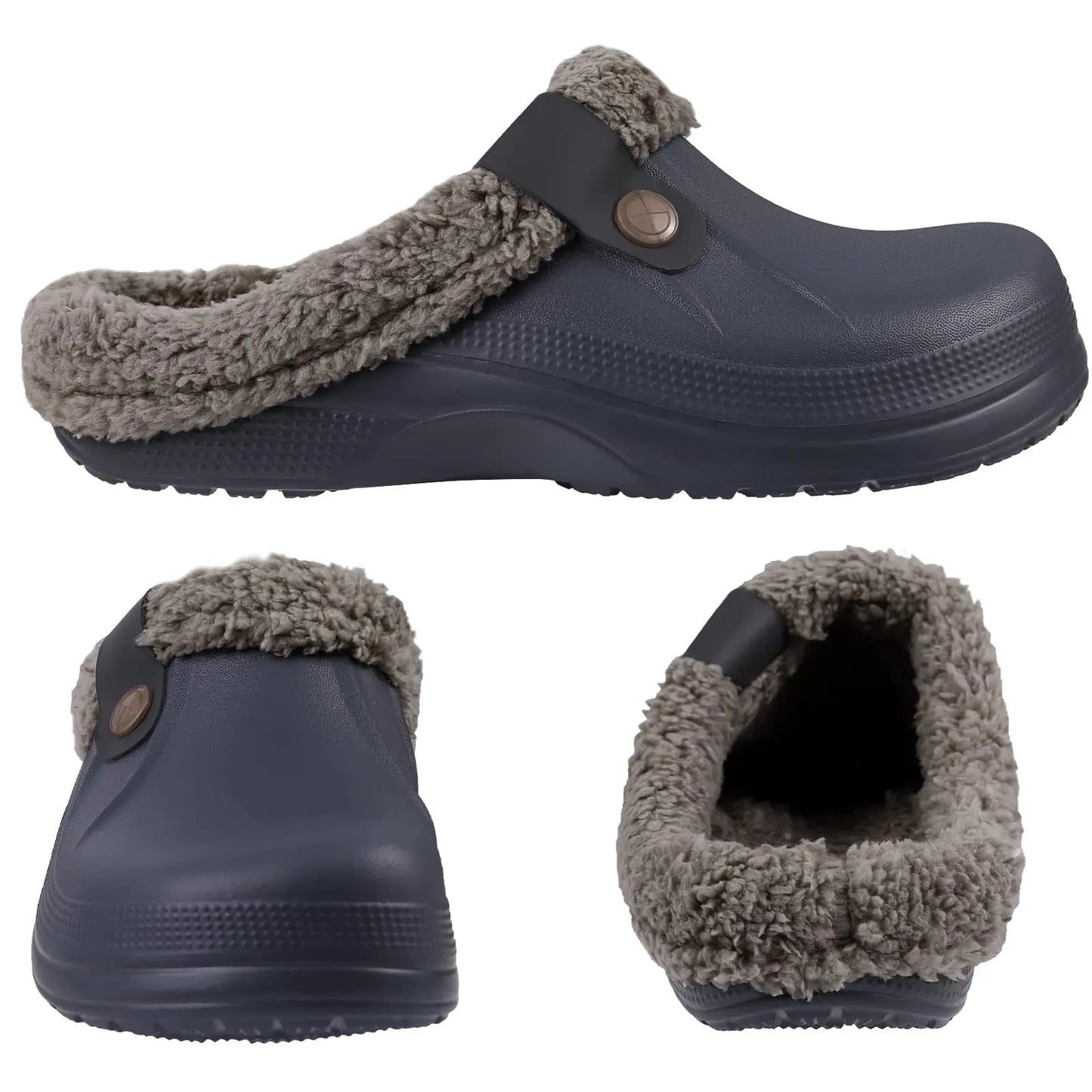 Comwarm Winter Colgs Slippers Men Waterproof Garden Shoes Home Fur Clogs Soft Plush Slippers Bedroom Fuzzy Shoes Indoor Outdoor