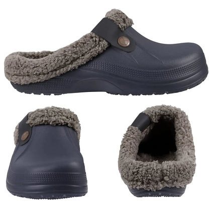 Comwarm Winter Colgs Slippers Men Waterproof Garden Shoes Home Fur Clogs Soft Plush Slippers Bedroom Fuzzy Shoes Indoor Outdoor