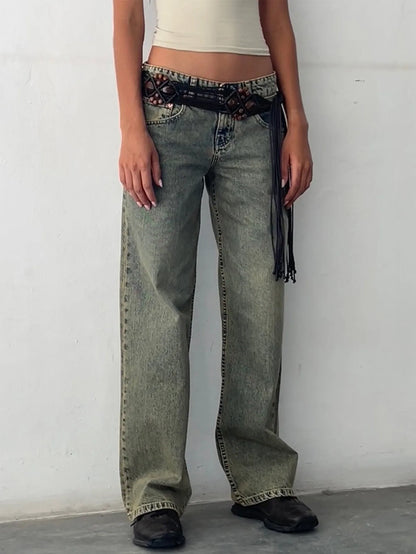 Women Vintage Aesthetic Y2k Low Rise Baggy Jeans Loose Fit Boyfriend Straight Wide Leg Jeans Trendy Stretch Long Denim Pants