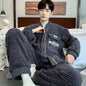 Antistatic Coral Fleece Men's Winter Pajamas Set Thicken Flannel Warm Sleepwear Big Size 3XL Zipper Soft Pajama Men pyjama homme