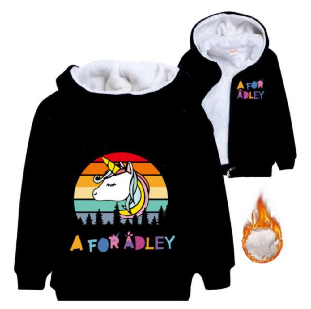 A for Adley Cartoon Boys Coat Children's Clothing for Winter Cotton Kids Parkas Little Girls Zipper Coats Toddlers Baby Jacket