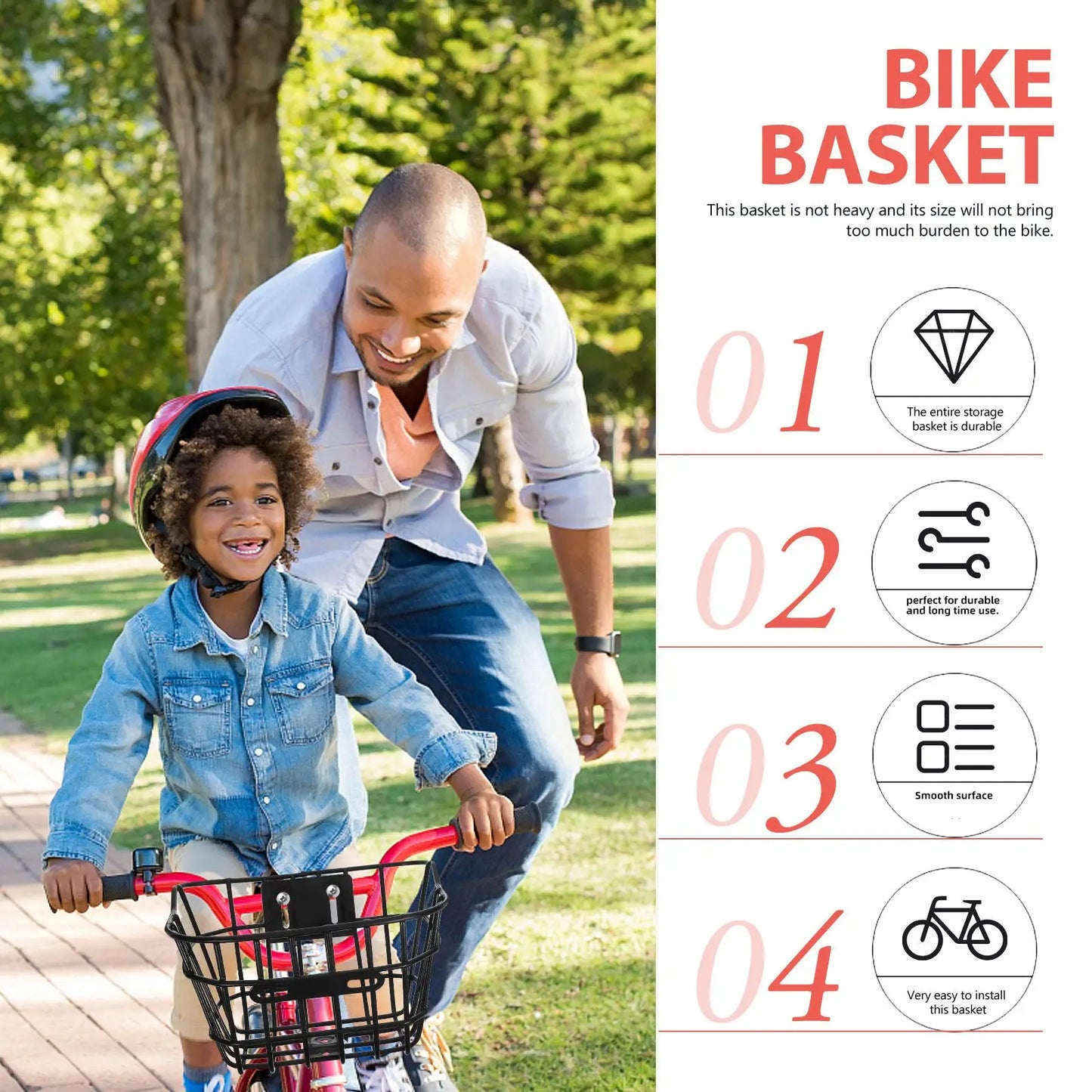 Bike Basket for Boy and Girls, Large Capacity Bike Basket Handlebars Bike Metal Basket for Teen Kids Bicycles and Kids Tricycles