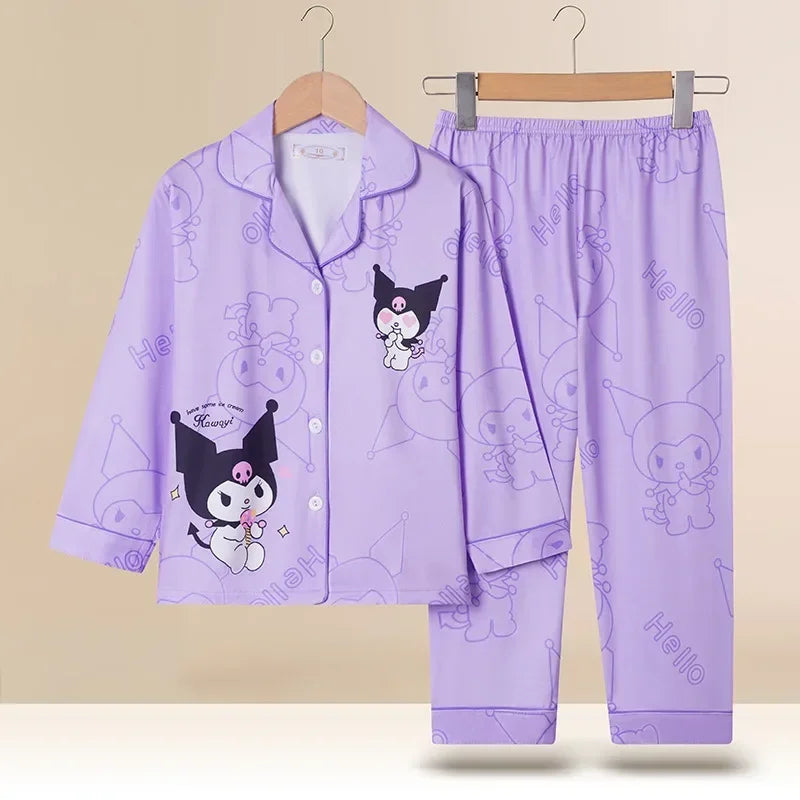 Miniso Autumn Winter Children's Pajamas Set 2025 Cute Anime Cartoon Kids Pijama Boy Girl Sleepwear Long-Sleeved Pants Loungewear