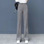 Thick Wool Blend Straight Pants Korean style Woolen Wide Leg Pants Womens Winter Casual New High Waist Loose Trousers