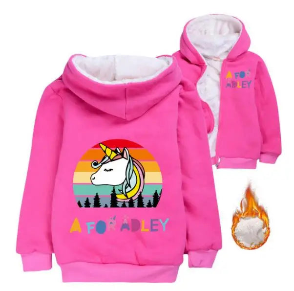 A for Adley Cartoon Boys Coat Children's Clothing for Winter Cotton Kids Parkas Little Girls Zipper Coats Toddlers Baby Jacket