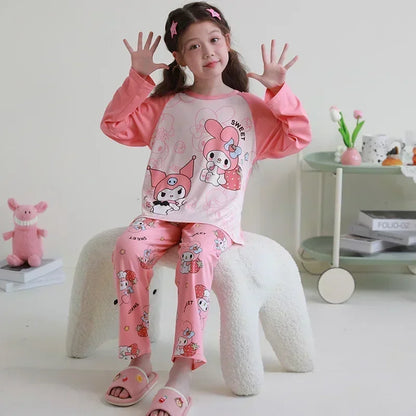 Winter Children Pajama Sets 2025 Cute Girl Cartoon Sleepwear Boys Long Sleeved Pants Pijamas Korean Home Clothes Kid Loungewear