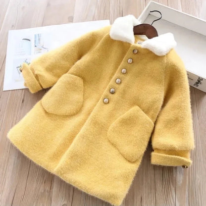 Winter Toddler Kids Cotton Padded Jackets for Girls Turn Down Collar Overcoat Baby Girl Warm Parkas Children Outwear 7 8 9 10 11