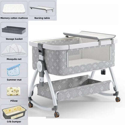 Multifunctional Crib Foldable Crib with Diaper Table Cradle Rocking Chair Travel removable Crib Baby Bedside Crib