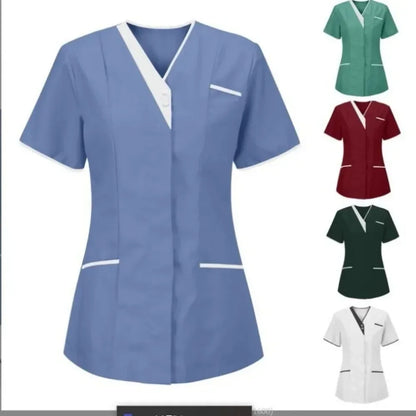 2025 New Hospital Hand Washing Clothes Tops Pure Cotton Skin Friendly Nursing Work Clothes Tops Waiter Uniform Work Clothes