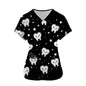 Dental Hospital Workwear Nursing Frosted V-Neck Top Prints Pocket Design High-Quality Doctor Surgical Uniform Hospital Accessori