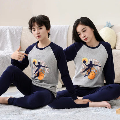 Teens Pijamas Long Sleeve Cotton Pyjamas Kids Clothes Sets Cartoon Big Boy Sleepwear Cute Pajamas For Girls 10 12 14 16 18 Years