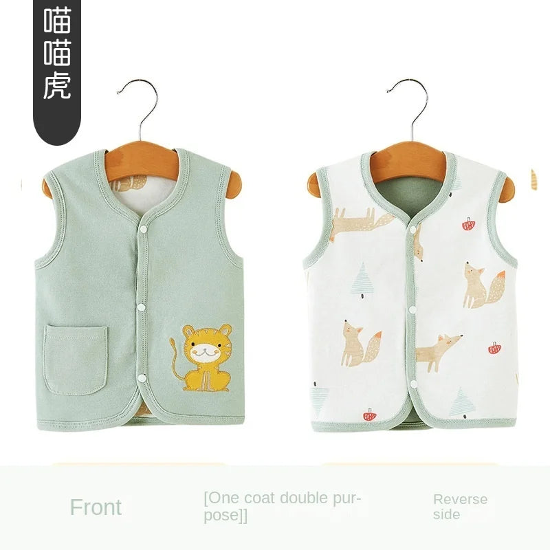 Baby Vest Spring and Autumn Thin Cotton Girls' Sweetheart Waistwear Neonatal Belly Care Boys' Horse Jacket Children's Vest