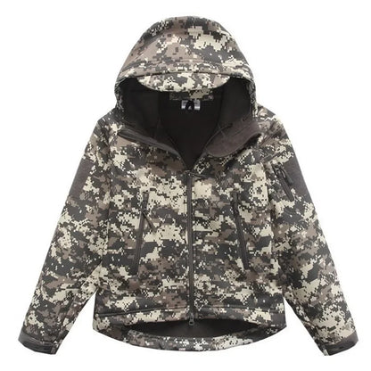 Autumn Winter Childrens Climbing Thick Warm Soft Coat Boy Girl Outdoor Camp Riding Hiking Windproof Waterproof Camo