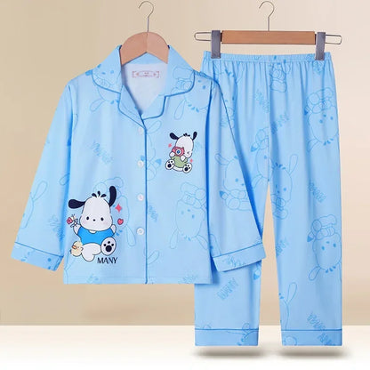 Miniso Autumn Winter Children's Pajamas Set 2025 Cute Anime Cartoon Kids Pijama Boy Girl Sleepwear Long-Sleeved Pants Loungewear