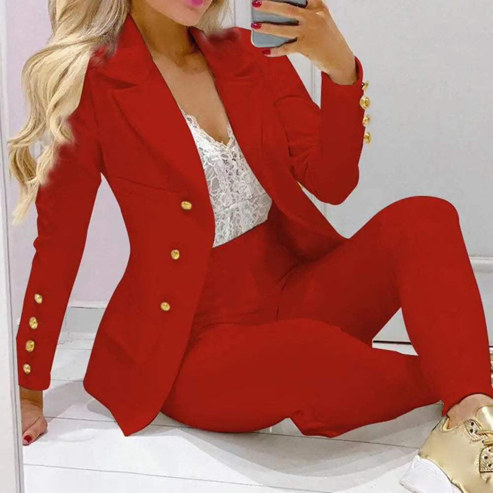 Women's Autumn Clothes Two Piece Set Female Coats and Pants Fashion Versatile Casual Long Sleeve Jacket and Trousers Suit