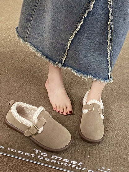 Soft Round Toe Winter Shoes Women Casual Female Sneakers Flats Clogs Platform Loafers With Fur Autumn Dress Retro Creepers New