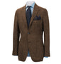 Men's Suit Brown Blazer Prom Tuxedos Herringbone Wool Tweed Single Breasted Formal Bussiness Jacket for Wedding（Only Coat）