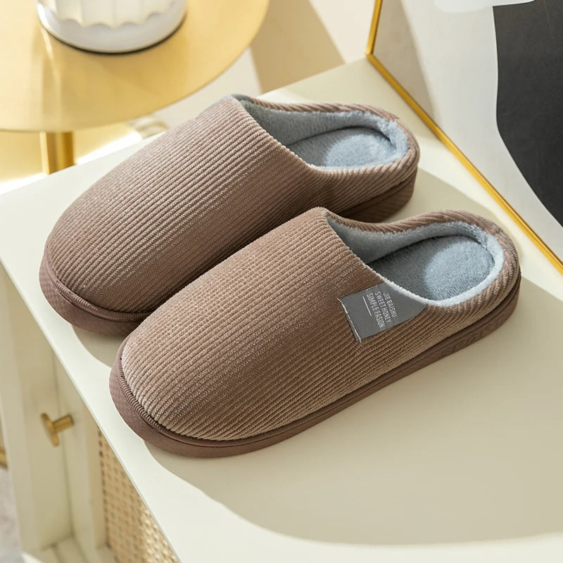 Winter Warm Fur Slippers Men Women Couples House Non-slip Soft Shoes Casual Flat Heel Home Indoor Bedroom Plush Slippers