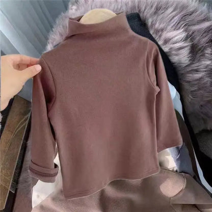 2025 Autumn Winter Girls Boys Casual Soft Warm Long Sleeve T-shirts Kids Casual Tee