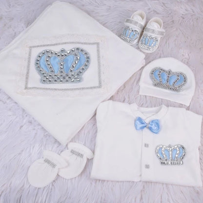 5pcs Newborn Baby Nursery Kids Outfit Clothing Cotton Infant Care Wrapped Baby Products Pants Mittens Receiving Blanket