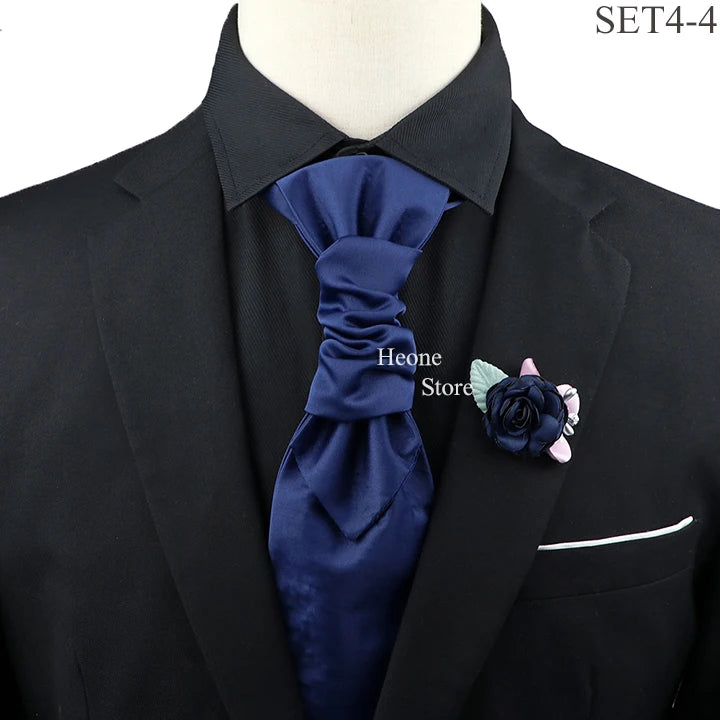 New Men's Premium Paisley Tie Brooch Set Red Black Blue Ajustable Neck Tie Luxury Classic Suit Tuxedo Groom Wedding Accessories