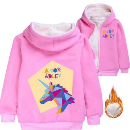 A for Adley Cartoon Boys Coat Children's Clothing for Winter Cotton Kids Parkas Little Girls Zipper Coats Toddlers Baby Jacket