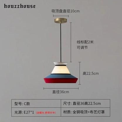 Japanese Minimalist Wabi-sabi Fabric Art Decorative Pendant Ligths LED E27 Modern Interior Lighting Restaurant Bedroom Homestay