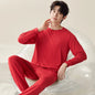 Men Pajamas Solid Color Casual Long Sleeves Long Pants Autumn Winter Simple Sleepwear Cozy Pijamas Soft Pyjamas Boys Nighty Male