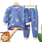 New 2025 Autumn Winter Kids Thicken Warm Pajamas Baby Boys Girls Cartoon Long Sleeve Pyjamas Toddler Sleepwear Clothing Sets