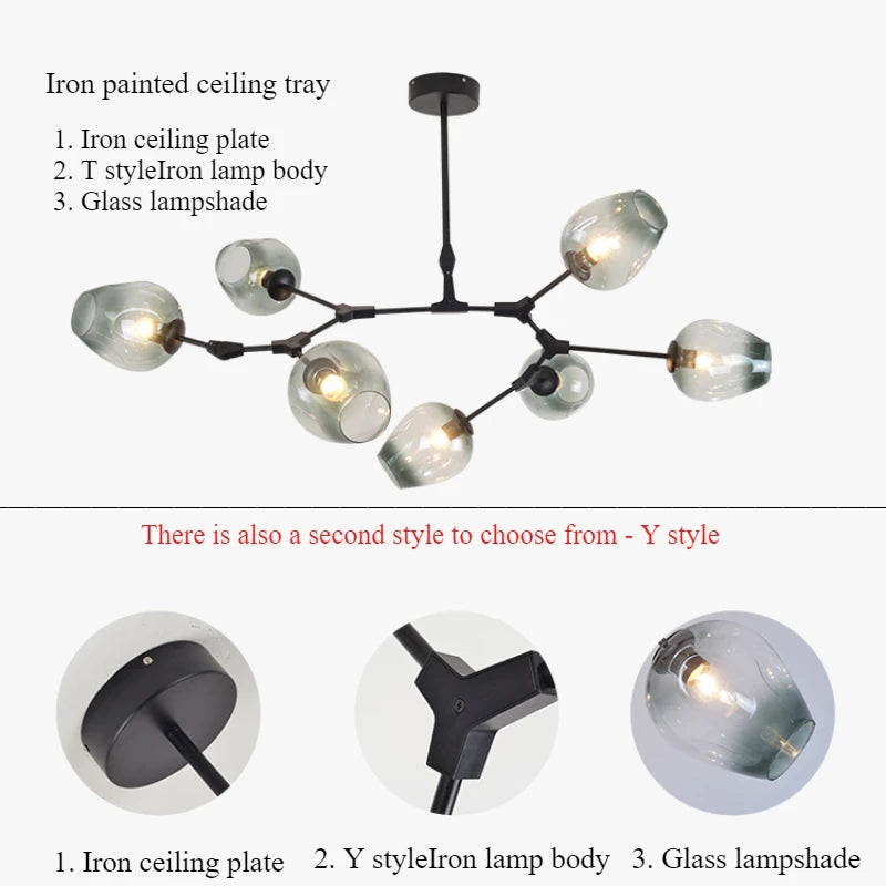 Nordic Chandeliers Dining Table Lighting for Living Room Decor Glass Pendant Ligths Bedroom Decoration Kitchen Island Led Lamps