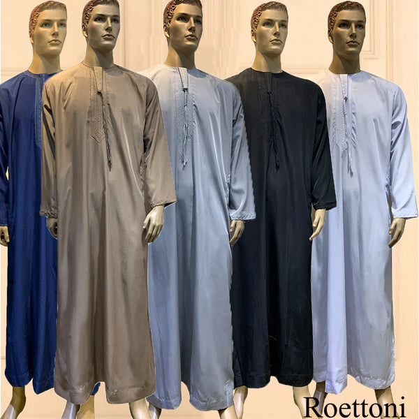 Long Sleeve Aman Abaya 1Piece Jubba Thobe For Men Kaftan Muslim Saudi Arabia Djellaba Islam Clothing Prayer