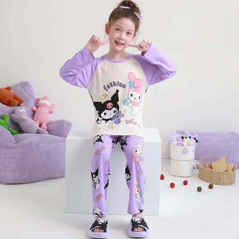 Winter Children Pajama Sets 2025 Cute Girl Cartoon Sleepwear Boys Long Sleeved Pants Pijamas Korean Home Clothes Kid Loungewear