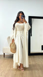 Autumn Winter Fashion Two Piece Set Muslim Women Elegant Solid Long Cardigan Twisted Skirt Two Piece Set